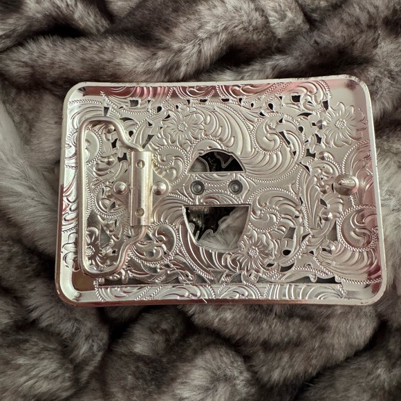 Silver Bull Rider Rodeo Square Western Belt Buckle - Picture 2 of 2